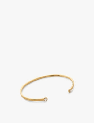 Monica Vinader Solitaire 18ct Yellow Gold-Plated Vermeil Sterling Silver Cuff with 0.015ct Lab-Grown Diamond