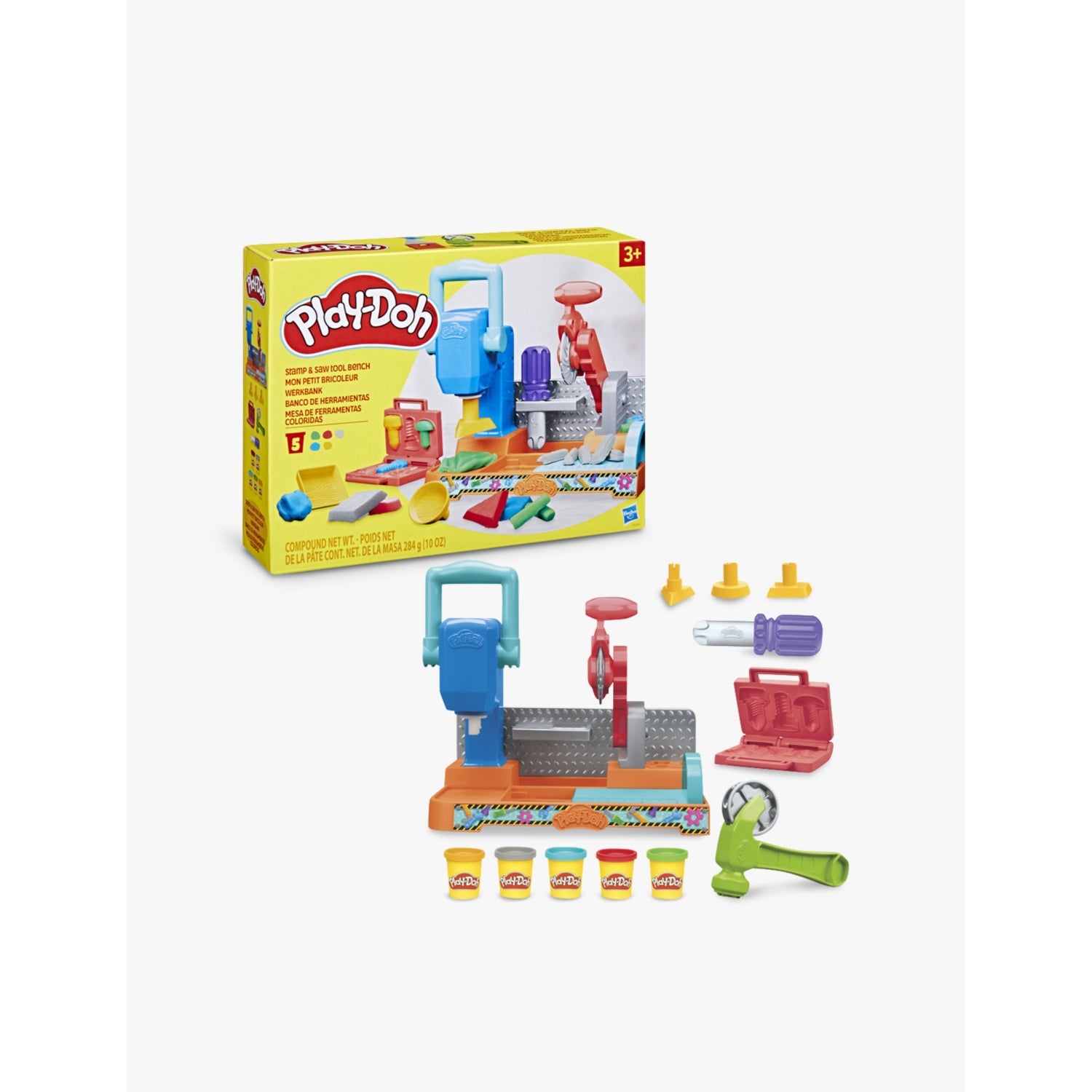 Play-Doh Stamp & Saw tool bench dough playset, imported from the UK