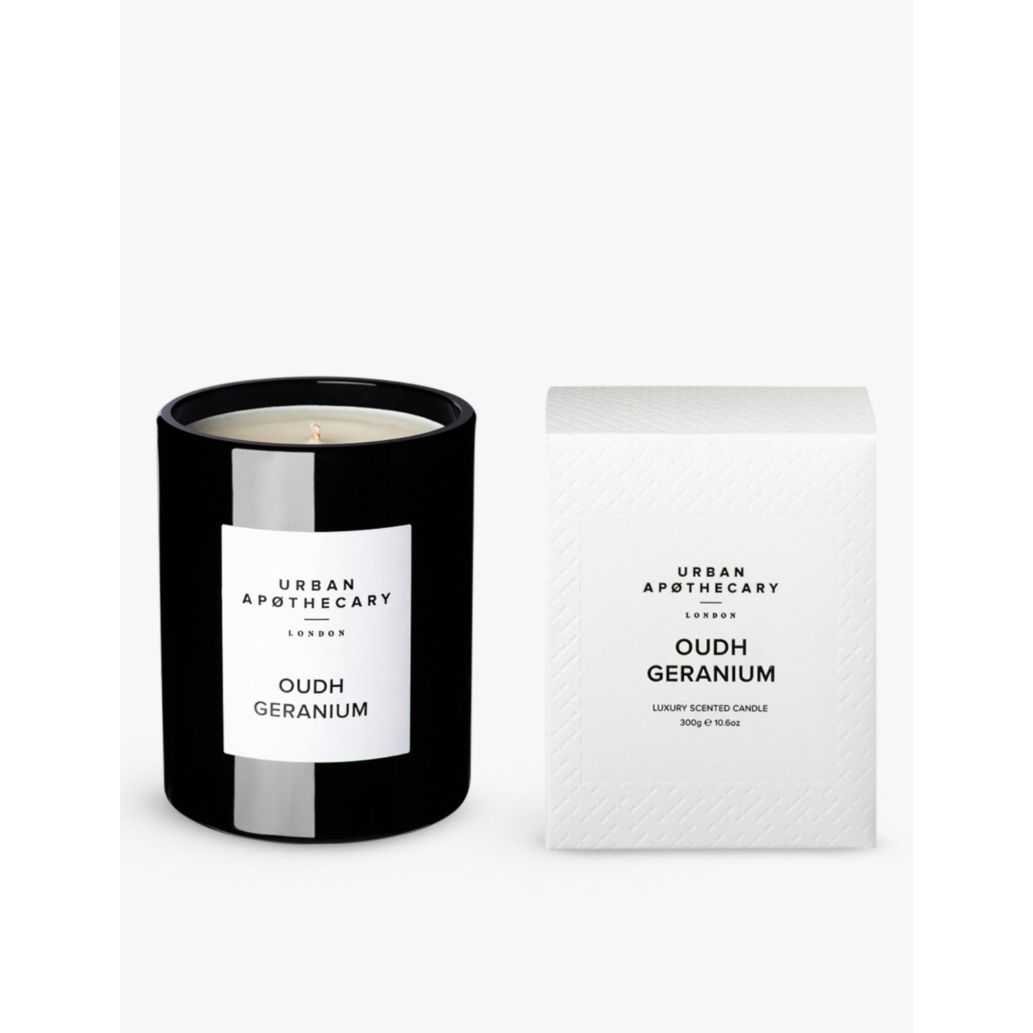 Urban Apothecary Oudh Geranium scented candle 300g, imported from the UK
