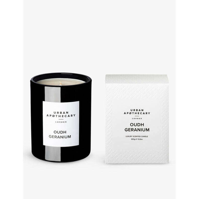 Urban Apothecary Oudh Geranium scented candle 300g, imported from the UK