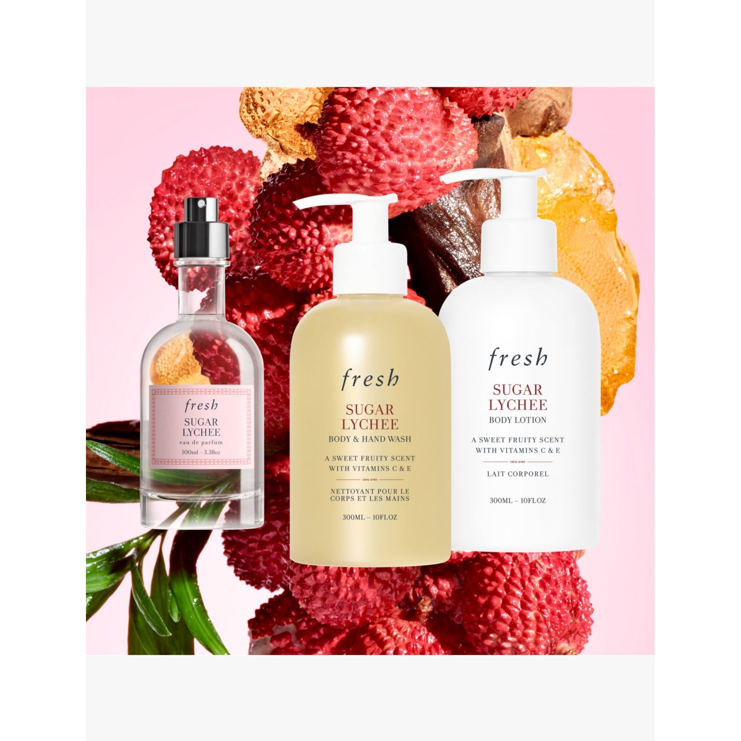 Body and hand wash Sugar Lychee 300ml bottle, UK version