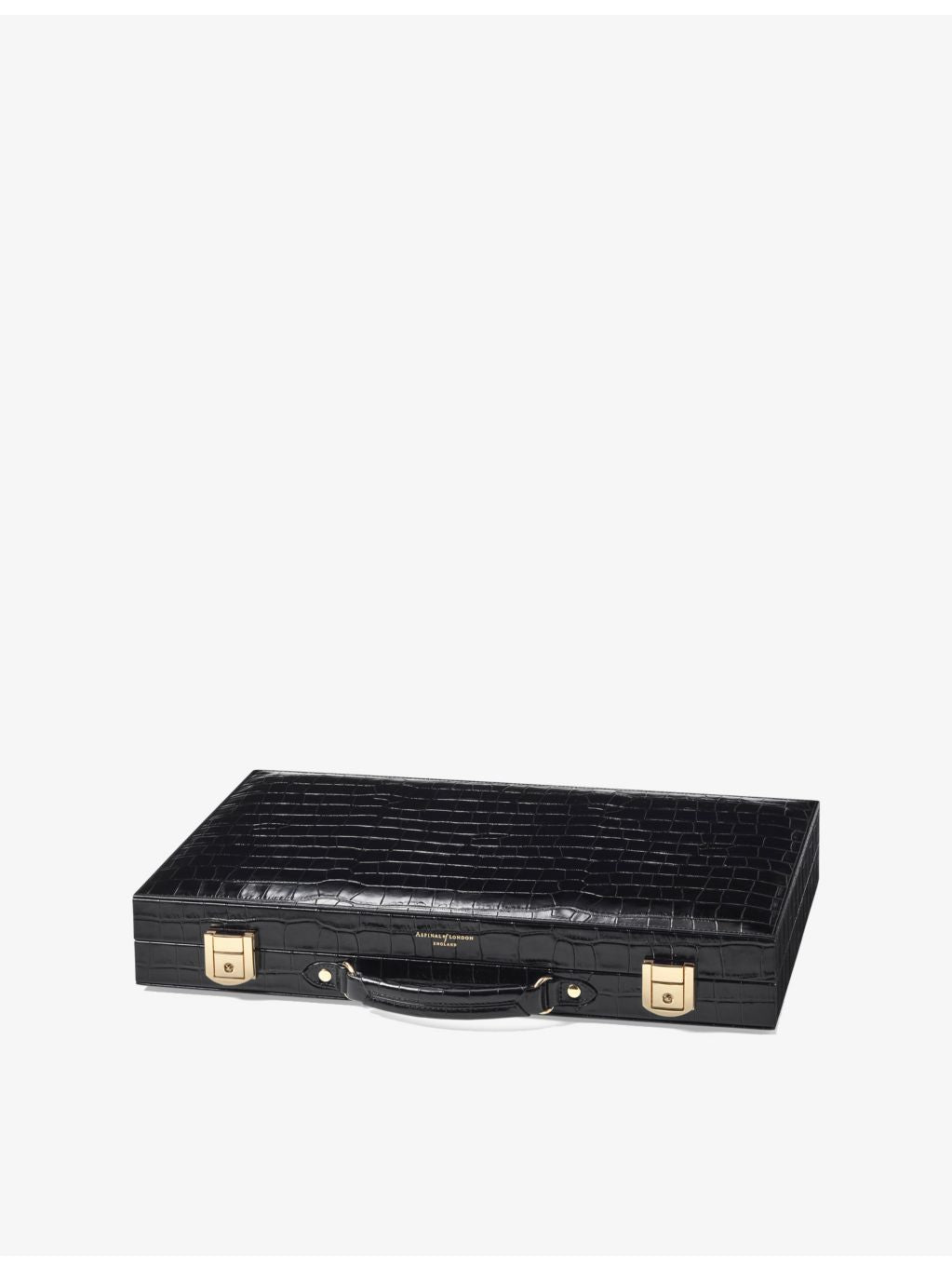 Aspinal of London croc-embossed leather backgammon set 45cm, imported from the UK