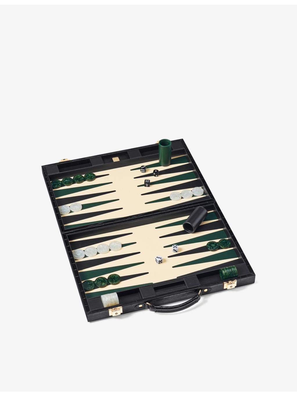 Aspinal of London croc-embossed leather backgammon set 45cm, imported from the UK