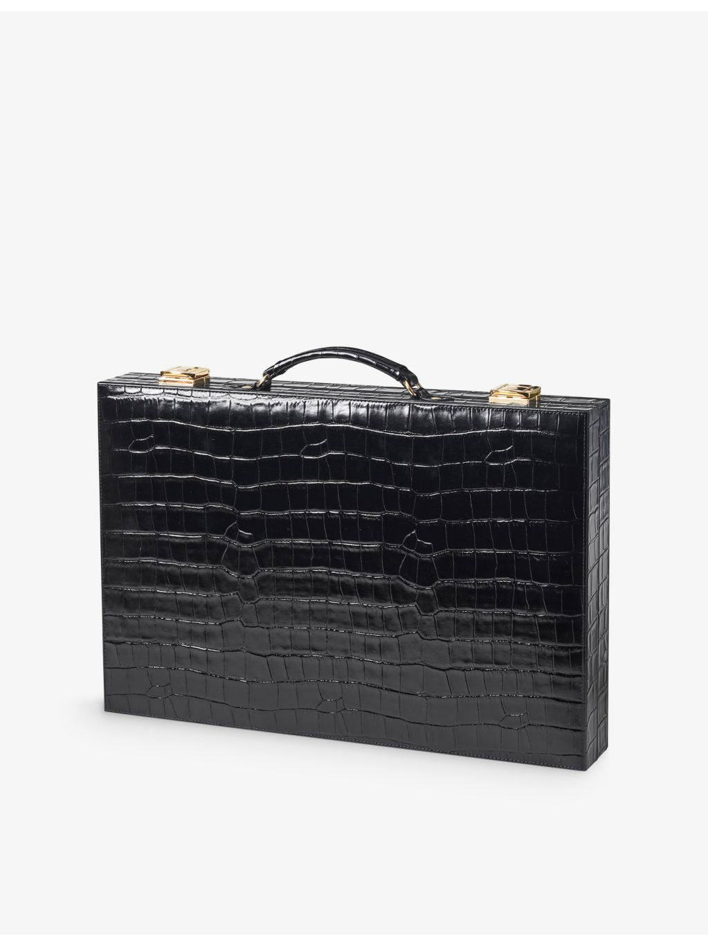 Aspinal of London croc-embossed leather backgammon set 45cm, imported from the UK