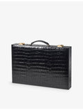 Aspinal of London croc-embossed leather backgammon set 45cm, imported from the UK