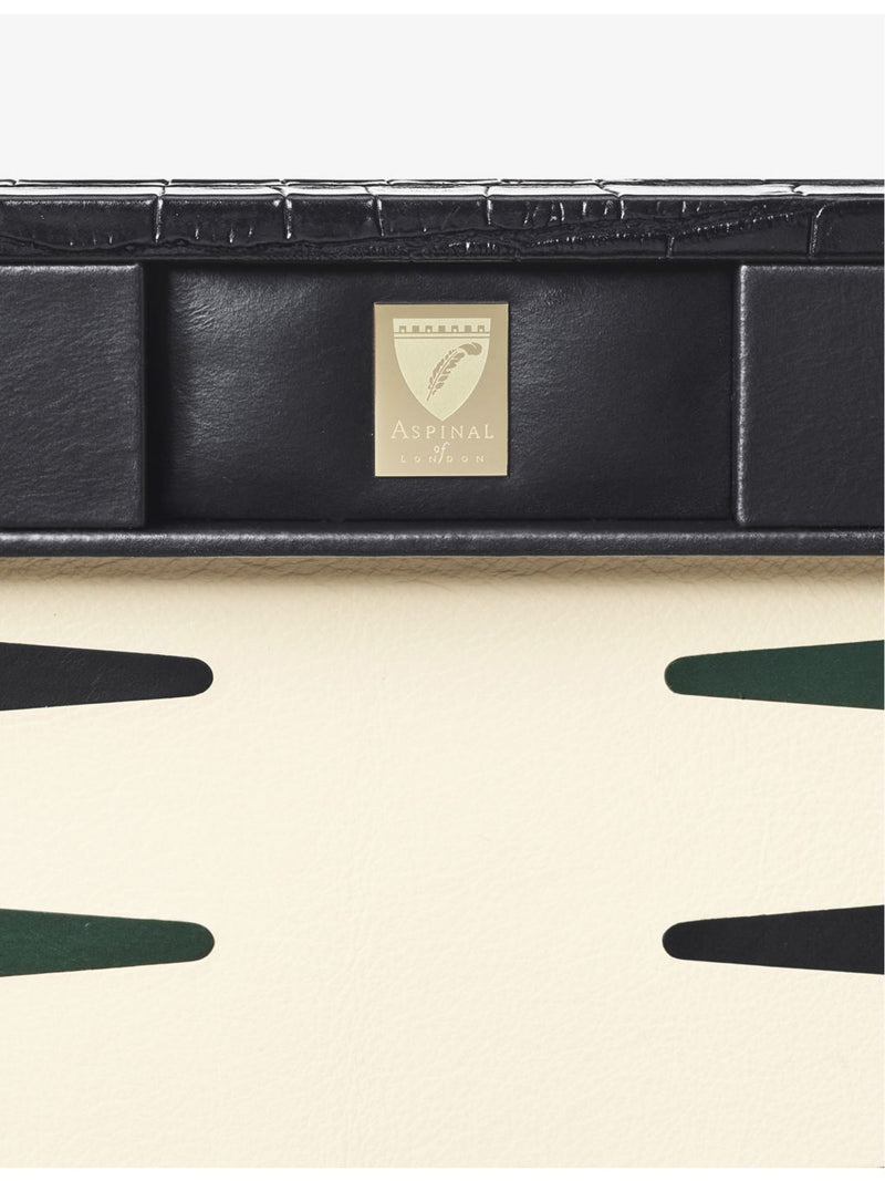 Aspinal of London croc-embossed leather backgammon set 45cm, imported from the UK