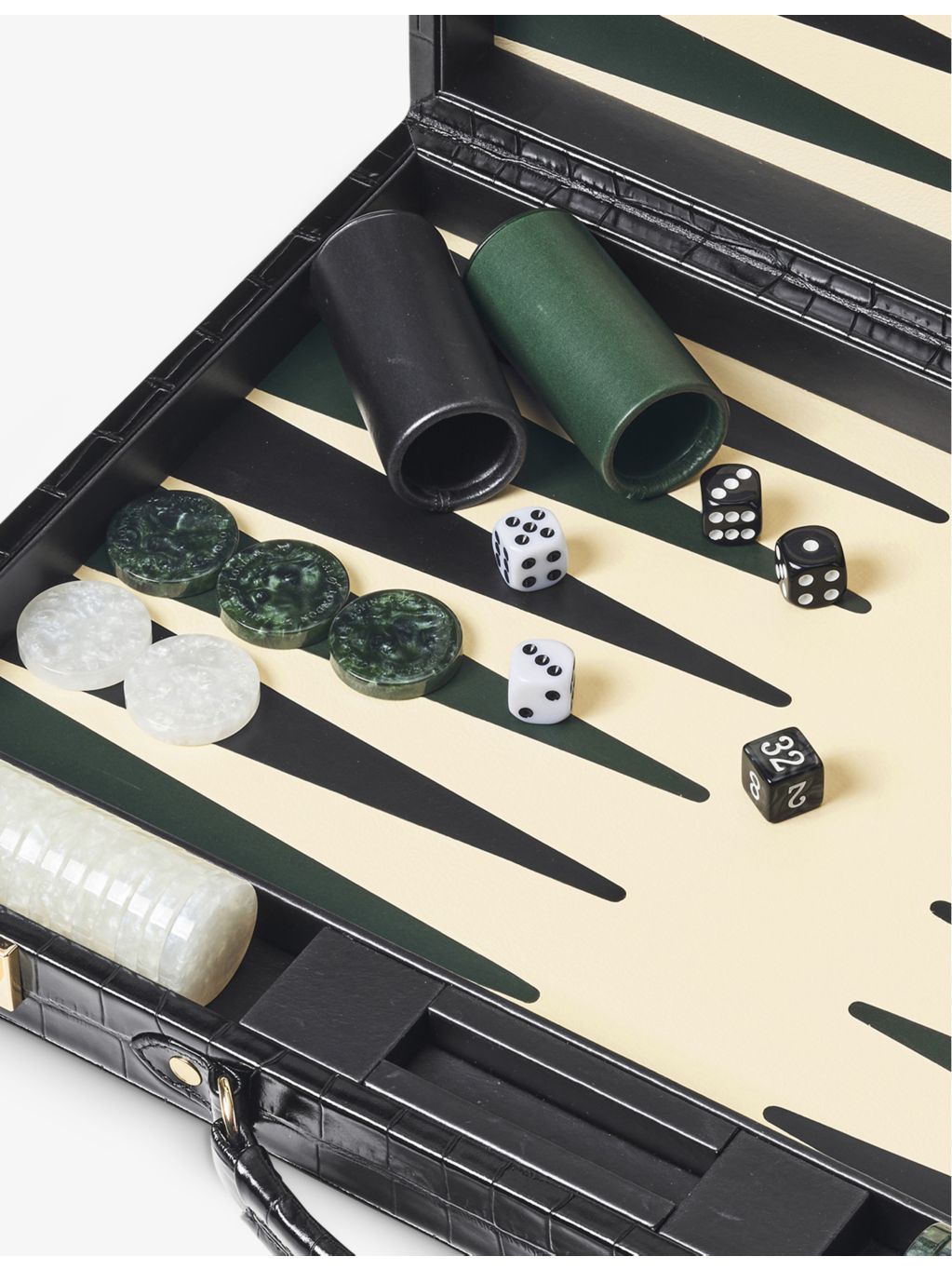 Aspinal of London croc-embossed leather backgammon set 45cm, imported from the UK