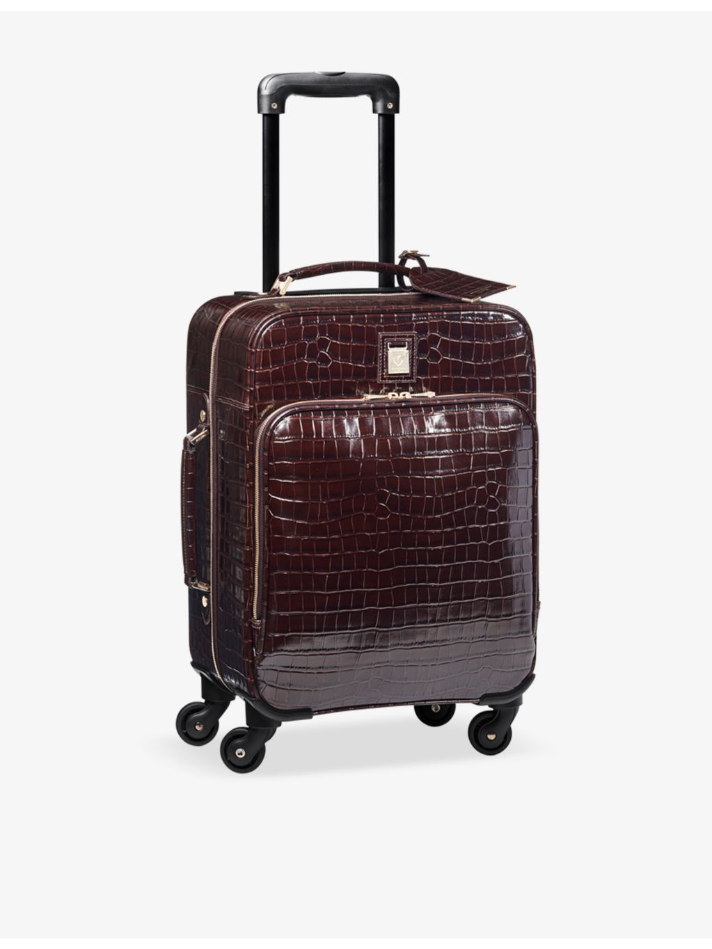 Aspinal of London croc-effect leather cabin suitcase 49.5cm, UK version