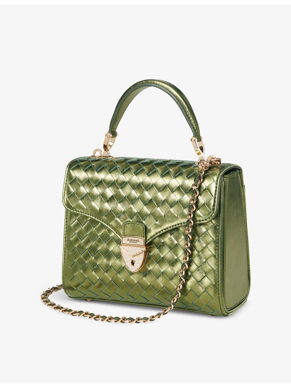 Aspinal of London Mayfair medium leather top-handle bag, imported from the UK