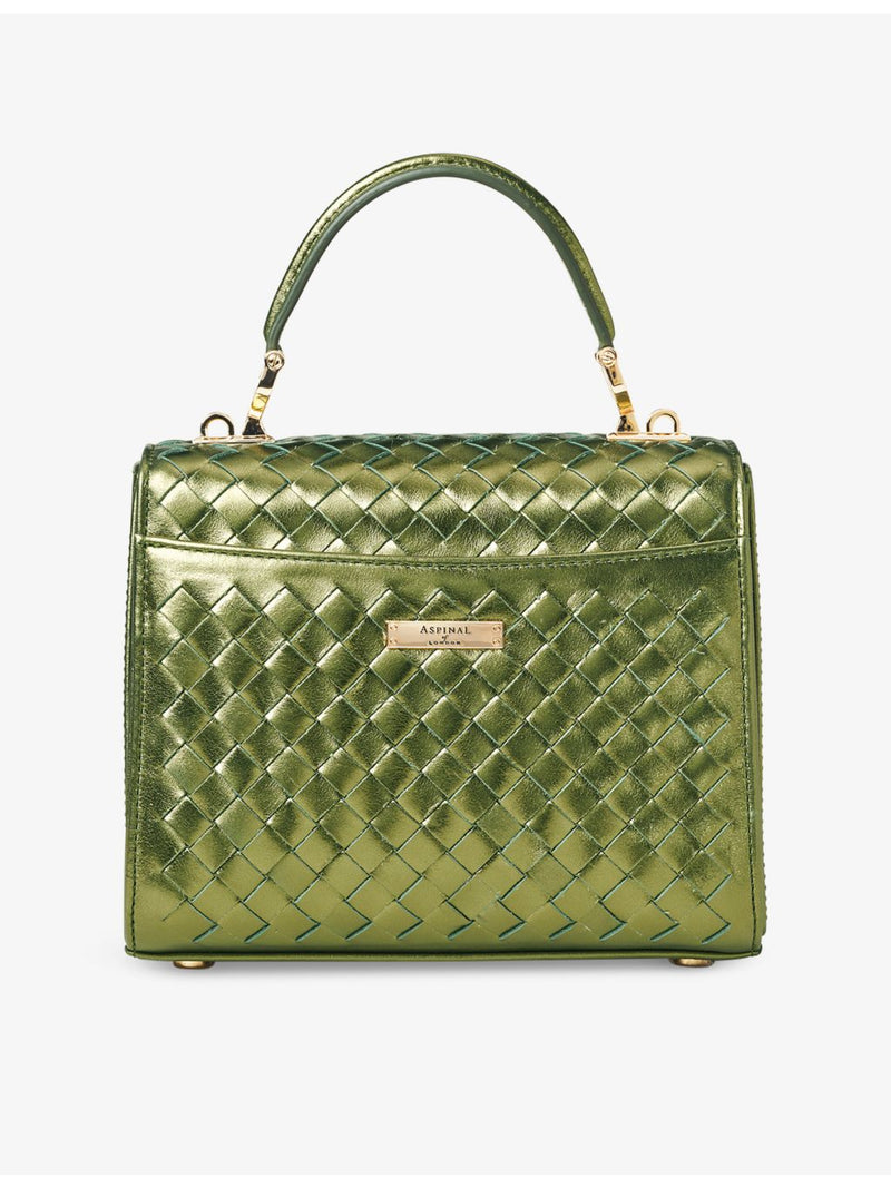 Aspinal of London Mayfair medium leather top-handle bag, imported from the UK