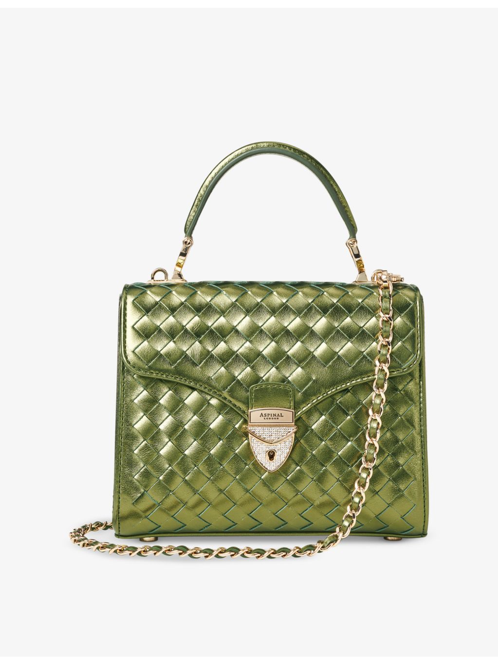 Aspinal of London Mayfair medium leather top-handle bag, imported from the UK