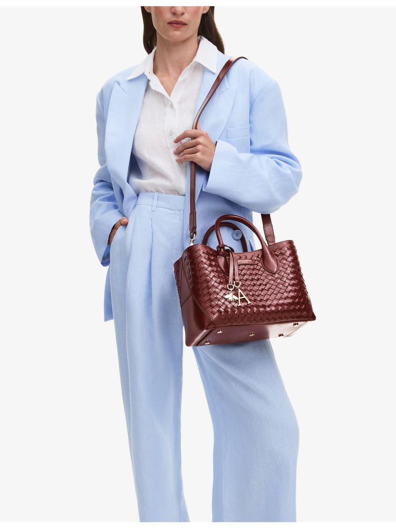 Aspinal of London Midi charm leather tote bag, imported from the UK