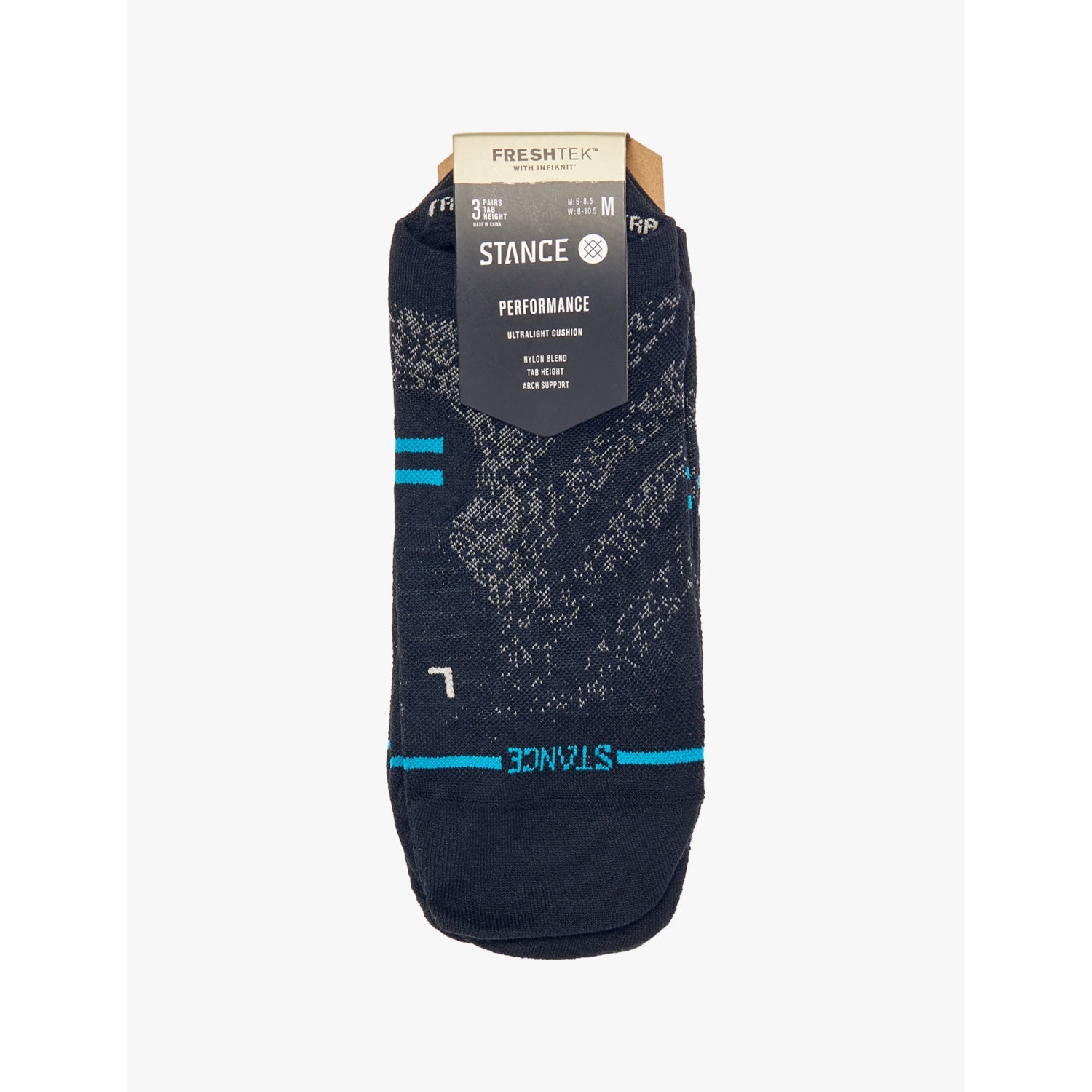 Run low-rise striped pack of three stretch woven-blend trainer socks - S
