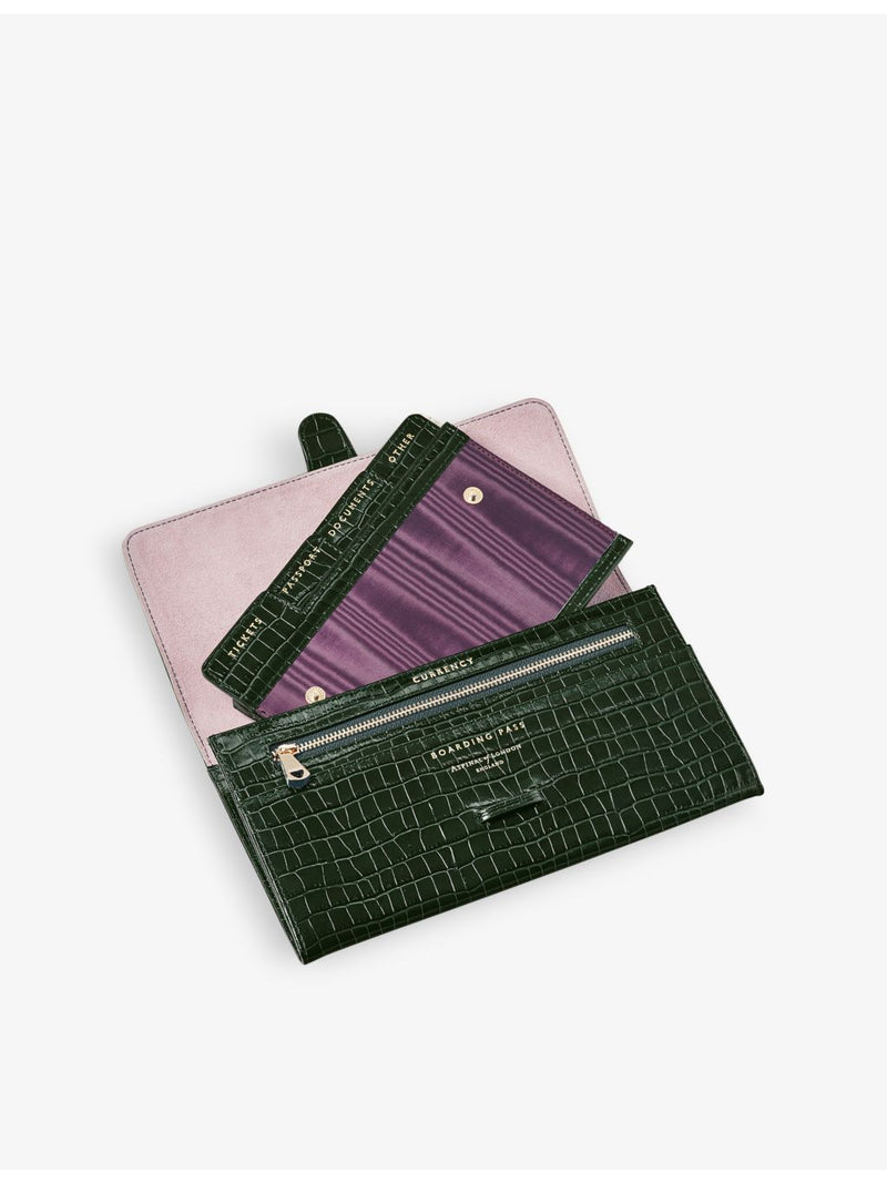 Aspinal of London croc-effect leather travel wallet, UK version