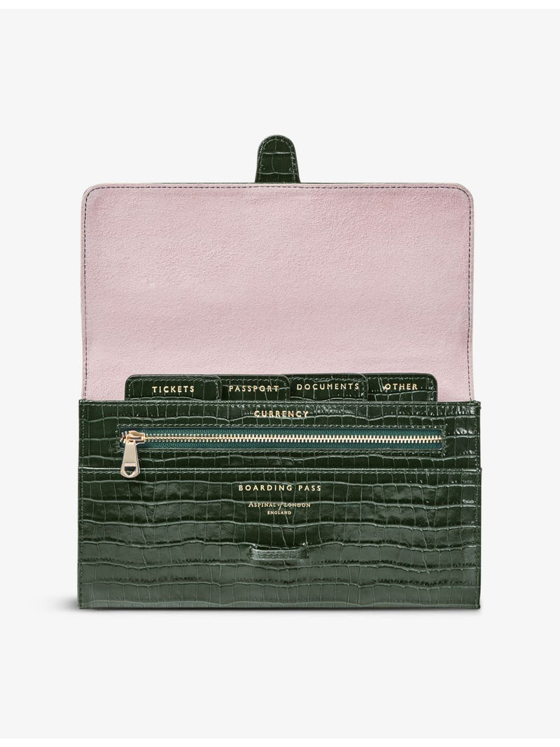 Aspinal of London croc-effect leather travel wallet, UK version