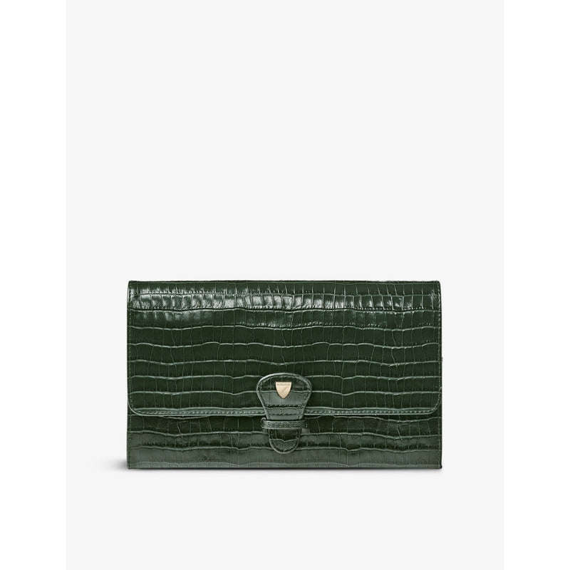 Aspinal of London croc-effect leather travel wallet, UK version