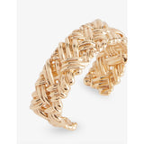 Bottega Veneta intreccio large cuff 18ct gold plated sterling silver bracelet, imported from the UK