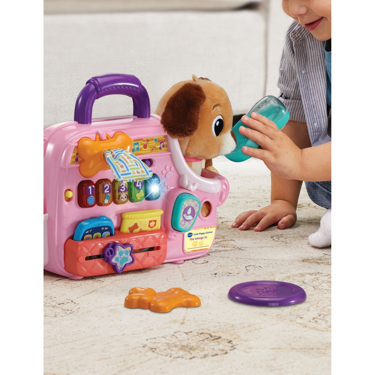 VTech Cutie Puppy toy carrier with plush puppy, imported from the UK