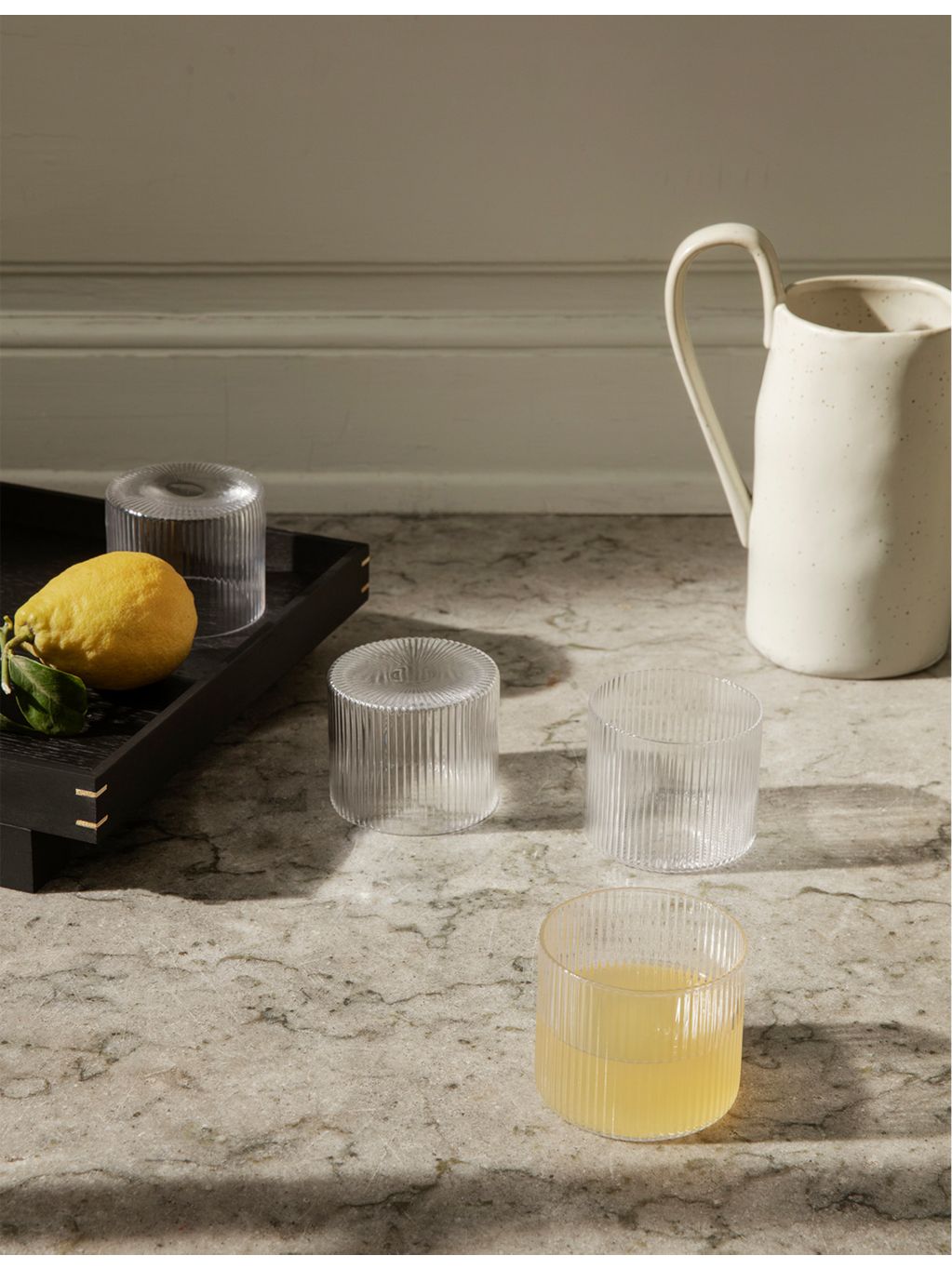 ferm LIVING Flow porcelain jug 1L, elegant speckled design (British brand)