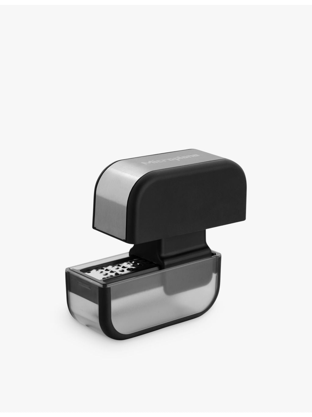 Microplane logo-embossed stainless-steel garlic cutter 9cm, UK version