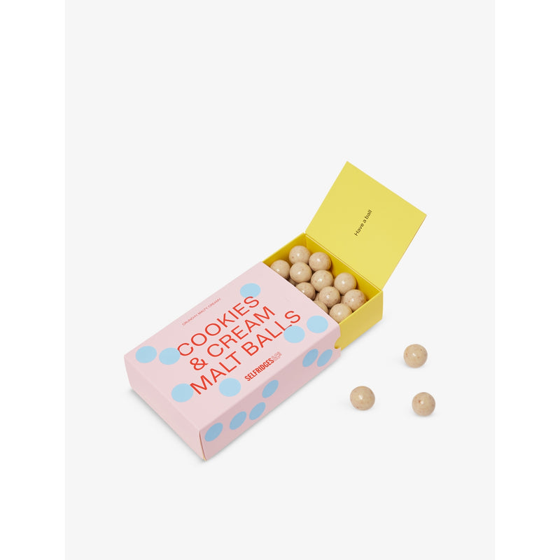 Selfridges Selection Cookie & Cream Malt Balls 150g, imported from the UK