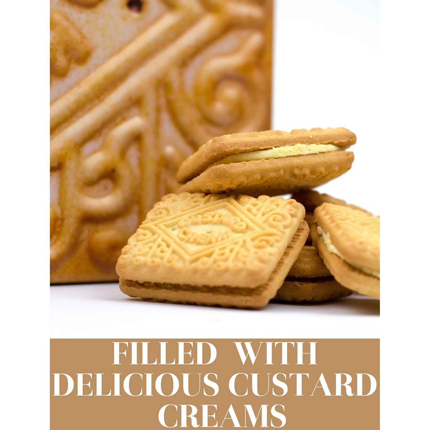 Silver Crane Custard Cream biscuits 450g tin, UK version