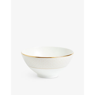 selfridges Wedgwood Gio Gold Geometric-Pattern Bone China Rice Bowl 12.5cm- Buy online at McGrocer