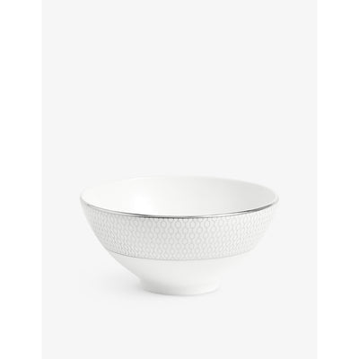 selfridges Wedgwood Gio Platinum Geometric-Pattern Bone China Rice Bowl 12cm- Buy online at McGrocer