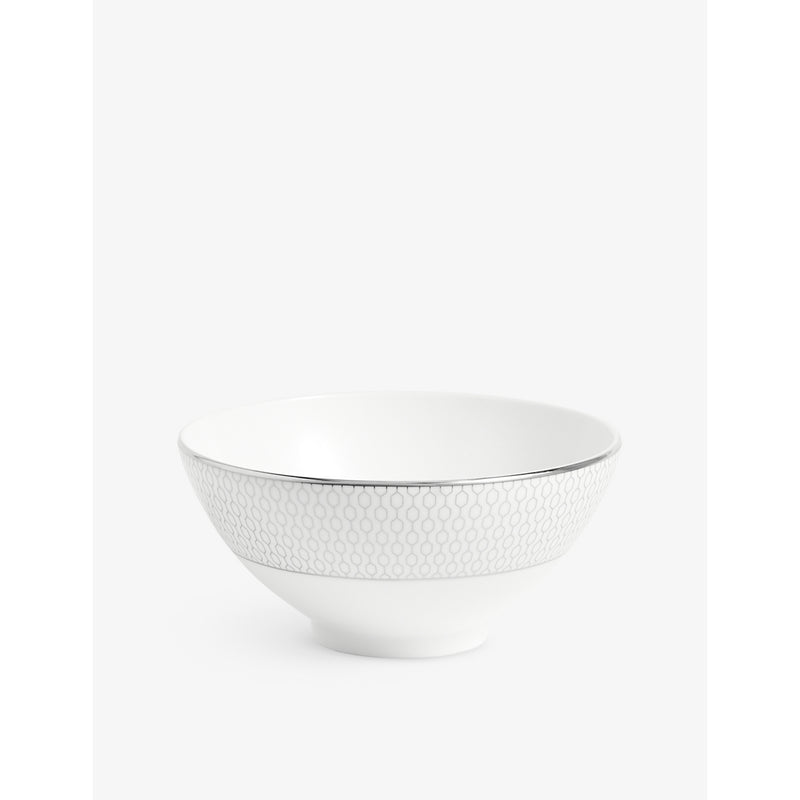 Wedgwood bone china rice bowl Gio Platinum geometric pattern 12cm, UK version