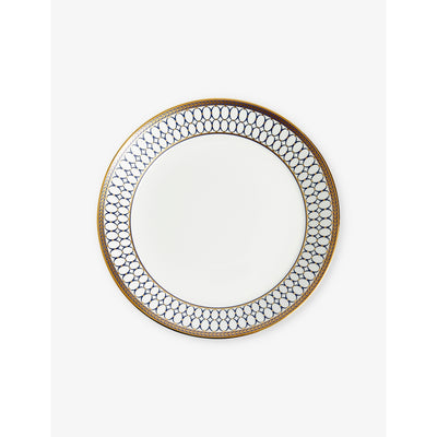 selfridges Wedgwood Renaissance Gold Geometric-Pattern Bone China Deep Plate 22cm- Buy online at McGrocer