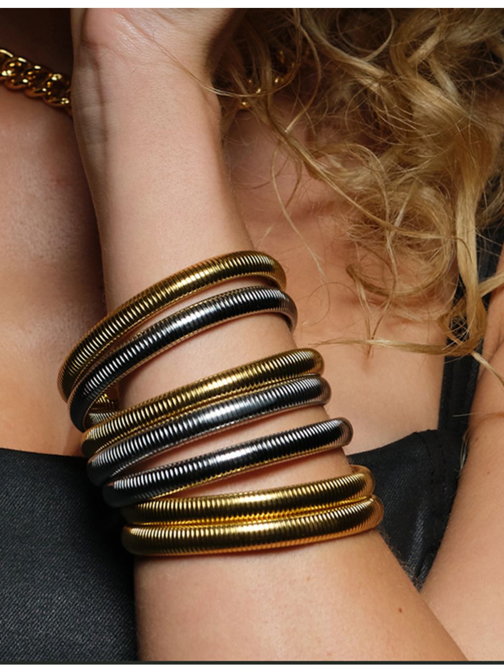 Amadeus yellow gold-plated bracelet set of two, imported from the UK