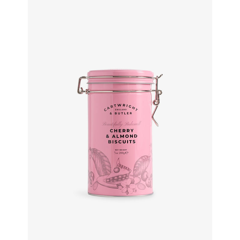 Cartwright & Butler cherry and almond biscuits tin 200g, imported from the UK