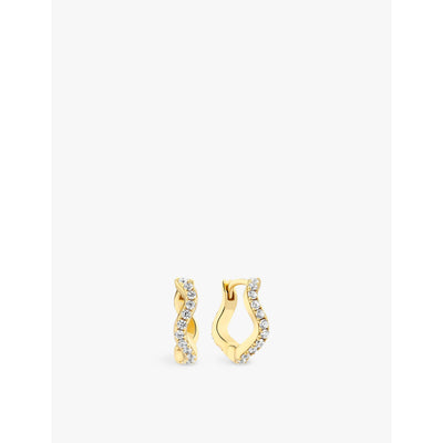 selfridges Sif Jakobs Ellera Waves Medio 18ct Yellow Gold-Plated Sterling Silver and Zirconia Hoop Earrings- Buy online at McGrocer