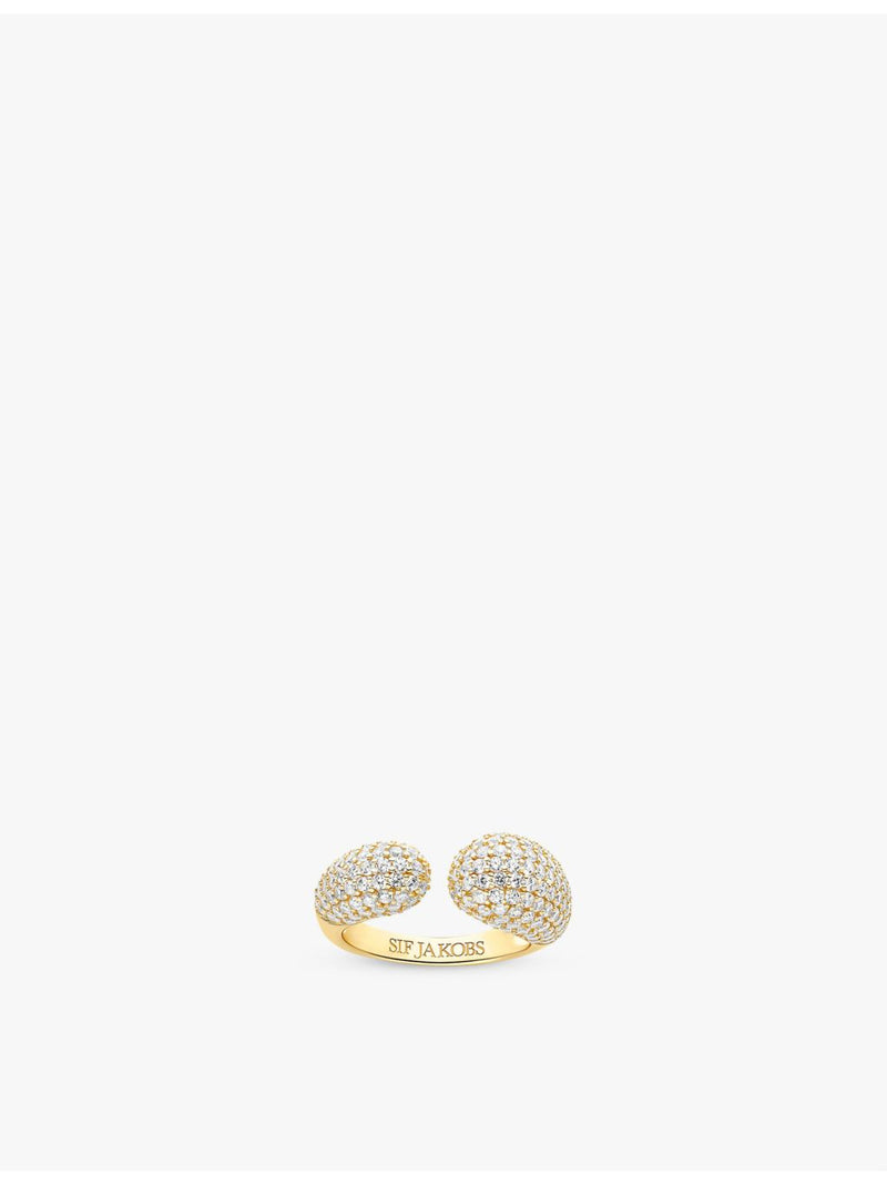 Sif Jakobs Goccia 18ct gold-plated open ring with zirconia, UK version