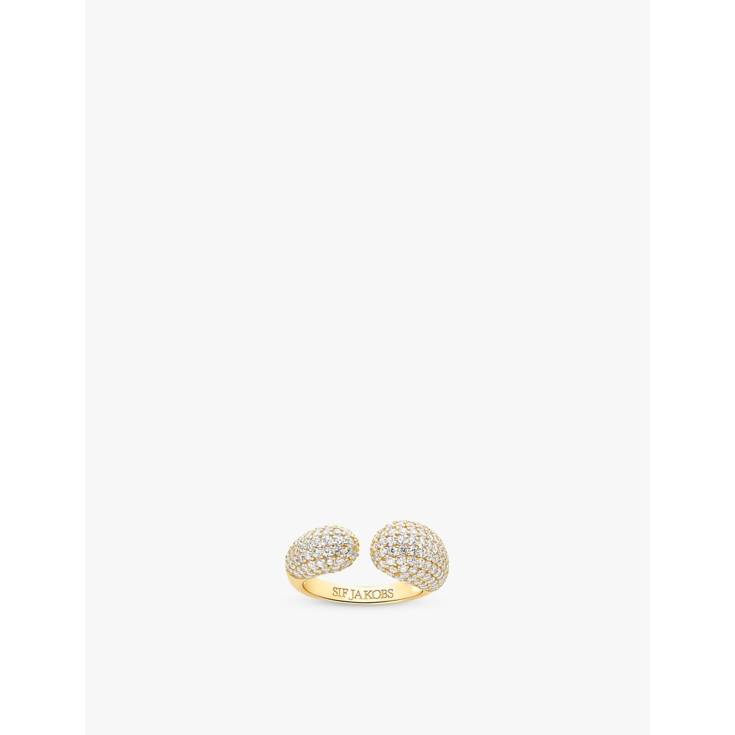 Goccia 18ct yellow gold-plated sterling silver and zirconia open ring - M