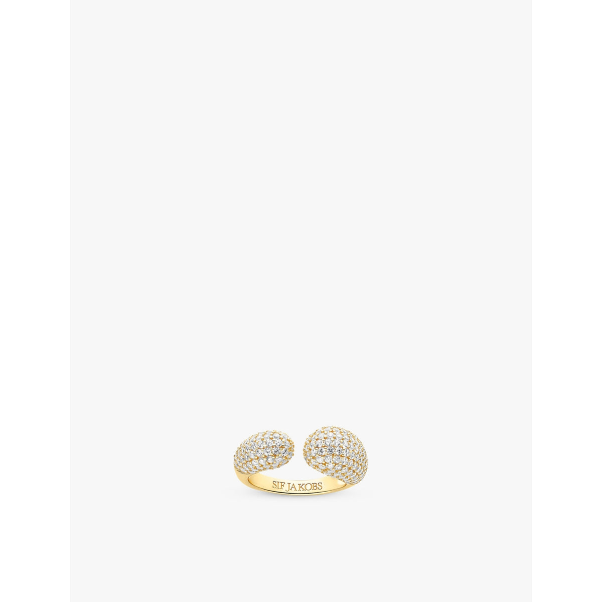 Goccia 18ct yellow gold-plated sterling silver and zirconia open ring - M