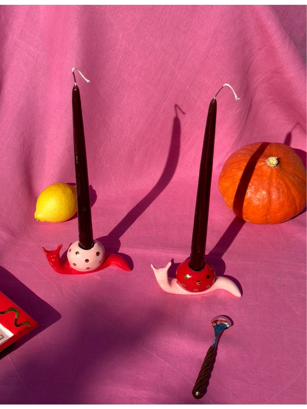 Laetitia Rouget snail ceramic candleholders set of two, 6cm (British brand)