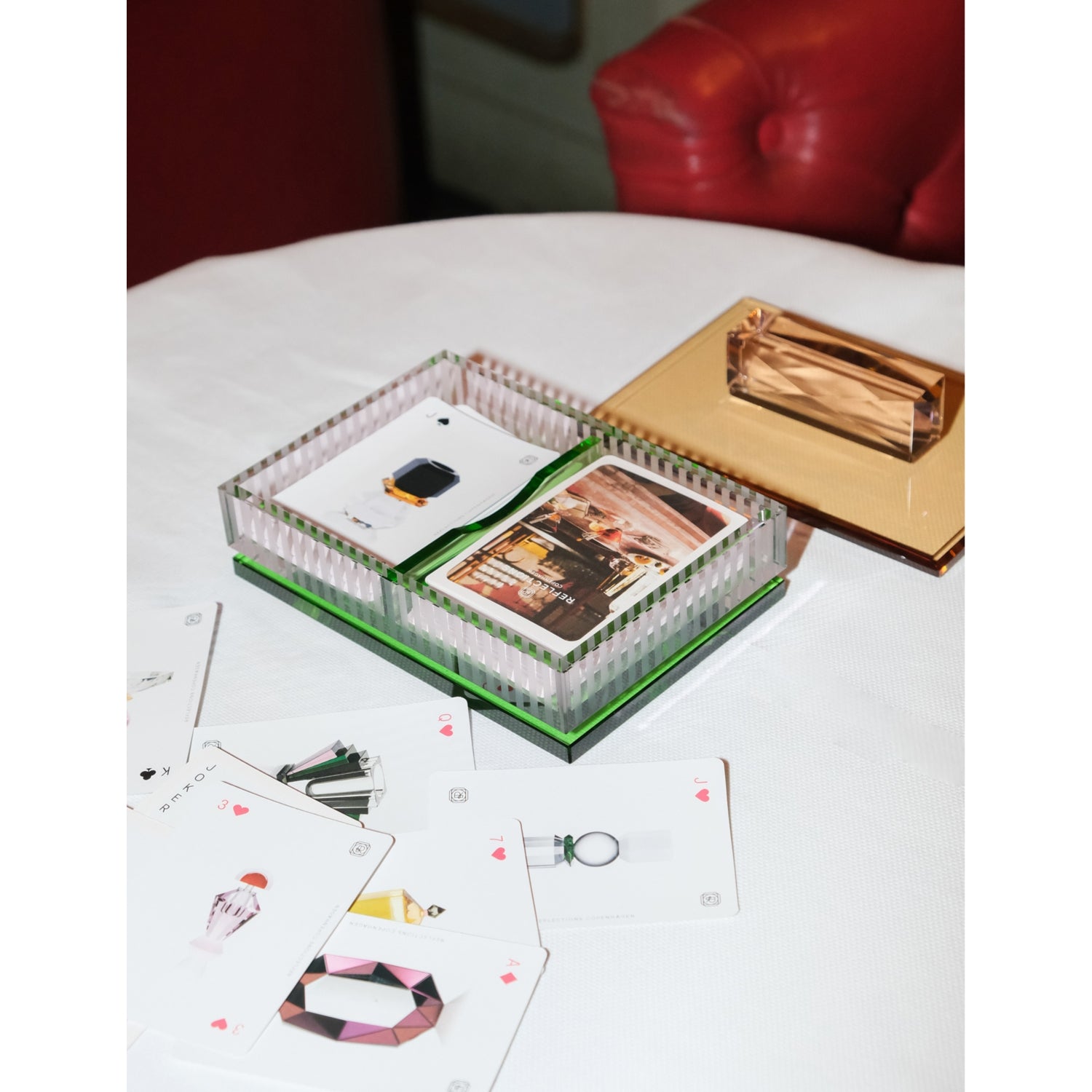 Reflections Copenhagen crystal card game box Art Deco (British brand)