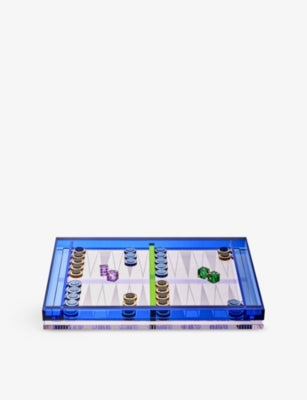 Reflections Copenhagen crystal-glass backgammon set with coloured crystals, UK version