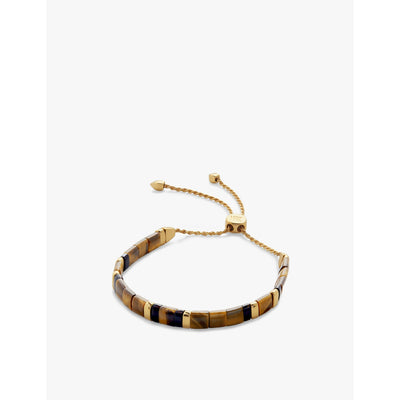 selfridges Monica Vinader Delphi 18ct Yellow Gold-Plated Vermeil Sterling-Silver Tiger's Eye Friendship Bracelet 23cm- Buy online at McGrocer
