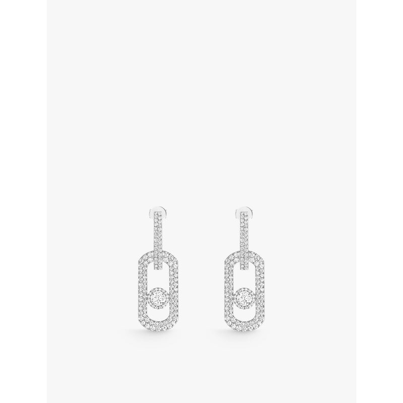 So Move XL Pavé 18ct yellow-gold and 2.12ct diamond earrings - WHITE GOLD