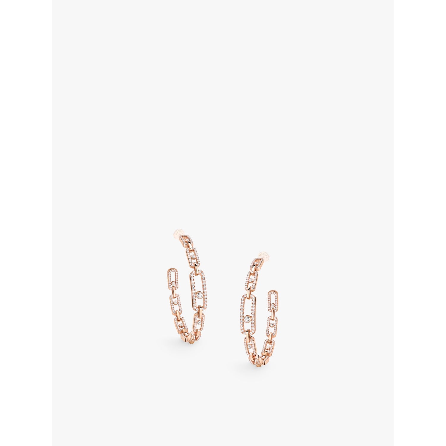 Move Link Medium 18ct white-gold and 2.12ct diamond earrings - PINK GOLD