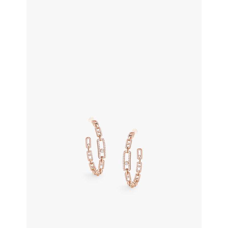 Move Link Medium 18ct white-gold and 2.12ct diamond earrings - PINK GOLD