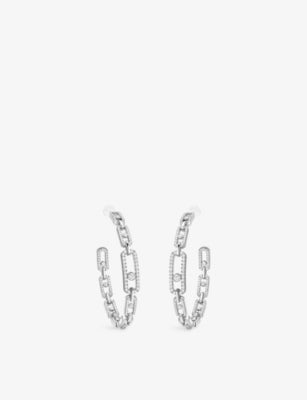 Messika Move Link Medium 18ct White Gold Diamond Earrings