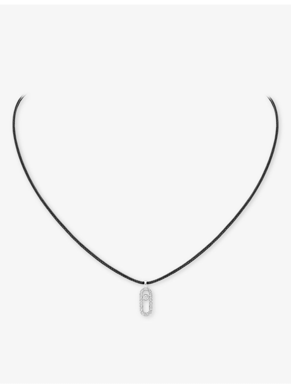 Messika 18ct white gold diamond pendant cord necklace (British brand)