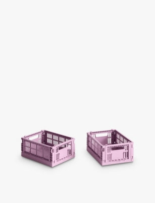HAY Colour Stackable Mini Plastic Crates Set of Two