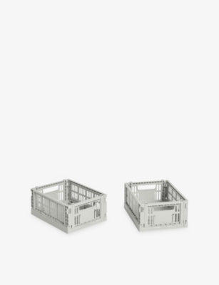 HAY Colour Stackable Mini Plastic Crates Set of Two