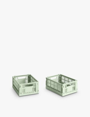 HAY Colour Stackable Mini Plastic Crates Set of Two