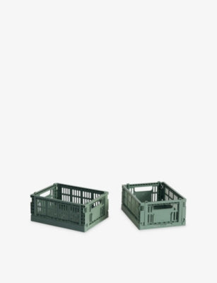 HAY Colour Stackable Mini Plastic Crates Set of Two