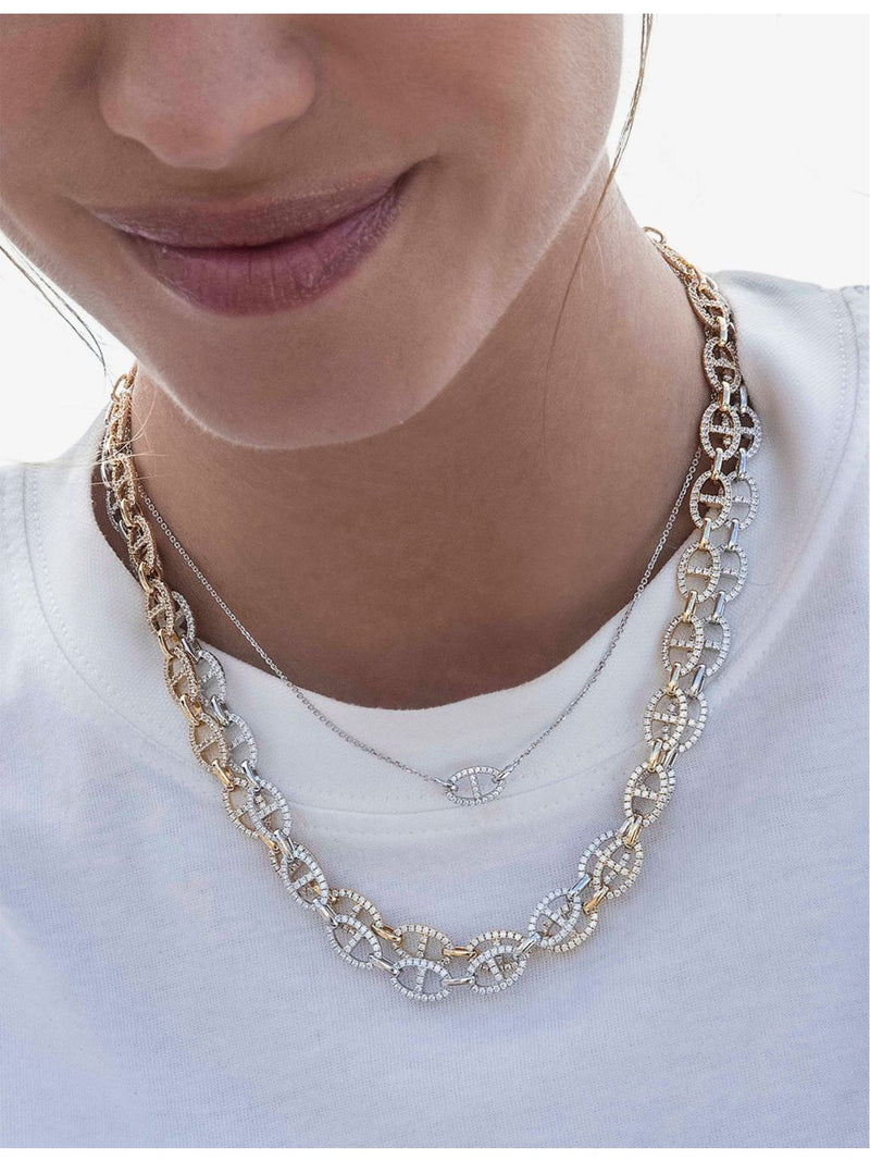 APM Monaco sterling silver and zirconia necklace 45cm (British brand)